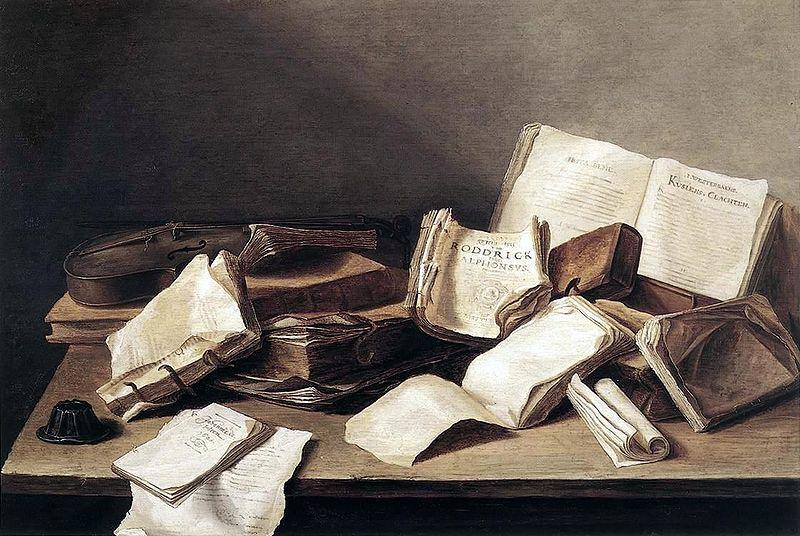 Jan Davidz de Heem Still life with books and a violin oil painting picture